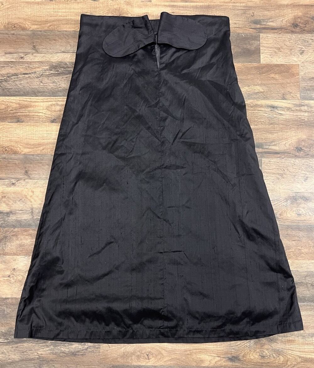 MEGAN PARK Black Silk Skirt Size 1 AU 8 US 4 Vintage Style Collared Waist Midi